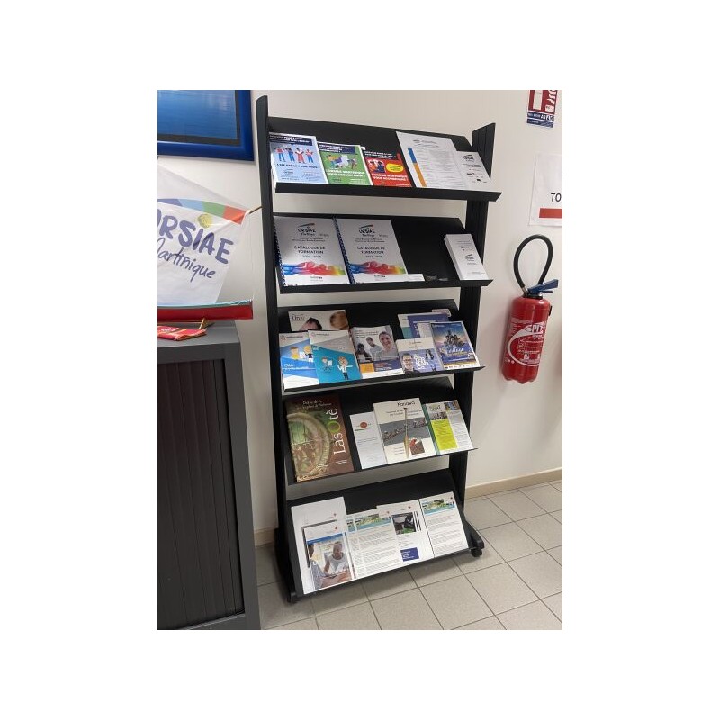 1 étagère en fibres de bois et métal 1 gondole à magazines