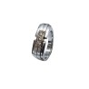BAGUE tank en acier , le chaton orné d'une barrette en or agrémentée en serti clos de trois diamants en brillant 0,10 cts Signée