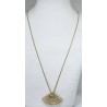 Chaîne et son pendentif éventail en or jaune 750 millièmes (18K) serti de brillants diamants 32 (trente-deux) de 0,010 à 0,04 ct