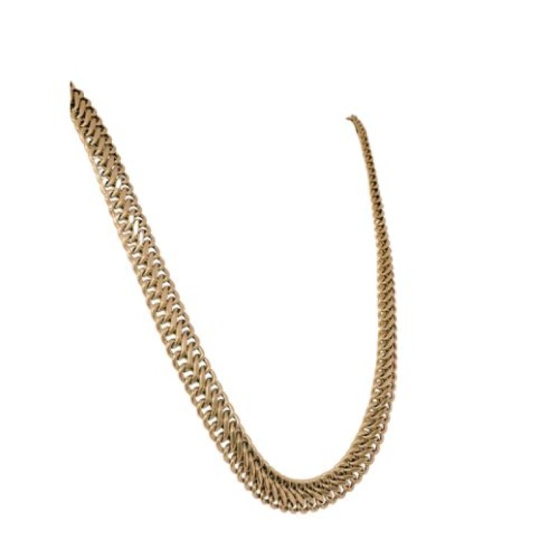 Collier chokker en or jaune 750 millièmes (18K) à mailles américaines, fermoir à cliquet et à sécurité. Poids : 21,56 g Longueur