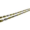 Collier en or jaune et gris 750 millièmes (18K) à mailles quadrangulaires. Poids : 22,70 g Longueur : 50 cm