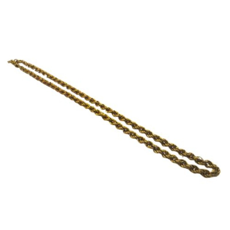 Intéressant double collier torsadé en or jaune 750 millièmes (18K) composé de deux ras-de-cou avec leurs fermoirs respectifs. Po