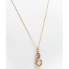 Pendentif en or jaune 750 millièmes (18K) en pampilles agrémenté d'une améthyste et d'une citrine toutes deux facettées. Poids t