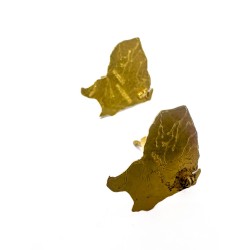 Paire de clous d'oreille GUYANE en or jaune 750 millièmes (18K). Poids : 1 g (manque une attache à l'un des fermoirs)