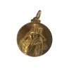 Médaillon en or jaune 750 millièmes (18K) à décor en relief à l'effigie de la Vierge à l'enfant à l'avers, et du Christ au sacré