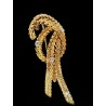 Broche noeud en or jaune 750 millièmes (18K) à maille tressée sertie de quatre diamants en brillant 0,07cts chacun environ. Poid