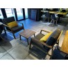 1 mobilier de salon en bois comprenant : 1 petite table basse 2 fauteuils