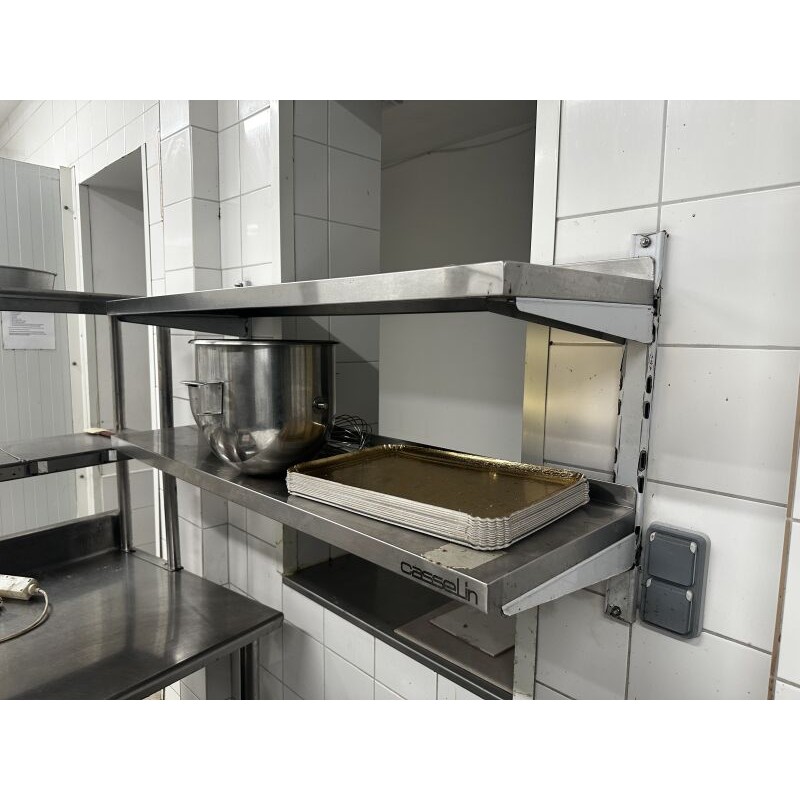 1 rayonnage suspendu CASSELIN en inox H : 120 cm - Pr : 35 cm