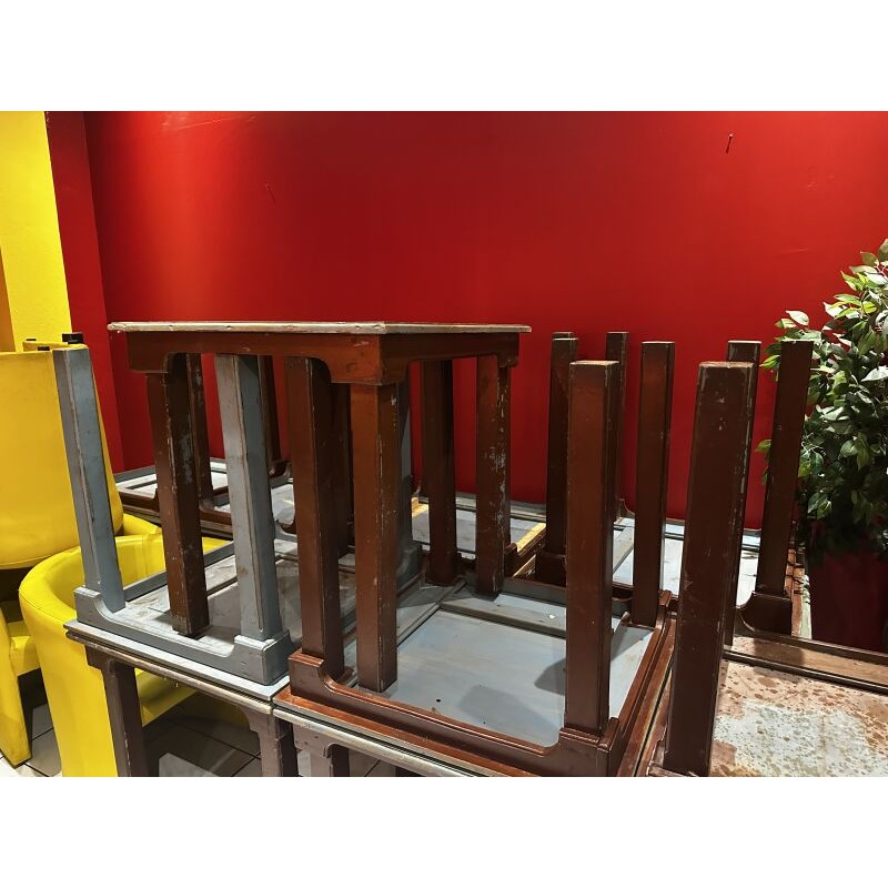 1 mobilier de salle de restaurant en bois comprenant 17 tables duo H : 75 cm - L : 70 cm - l : 70 cm