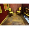 12 chaises de style Louis XVI, assise en simili cuir jaune H : 101 cm - L : 60 cm - Pr : 43 cm vente privée conseillée